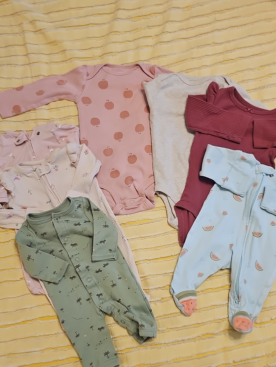 various Other - Various Baby Long-Sleeve One-Piece Set in Pink, Mauve, Sage, Light Blue